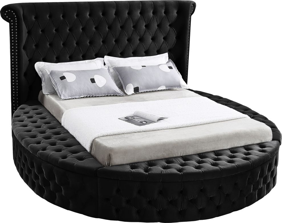 Meridian Luxus Black King Size Bed, Black King Size Platform Bed With Storage