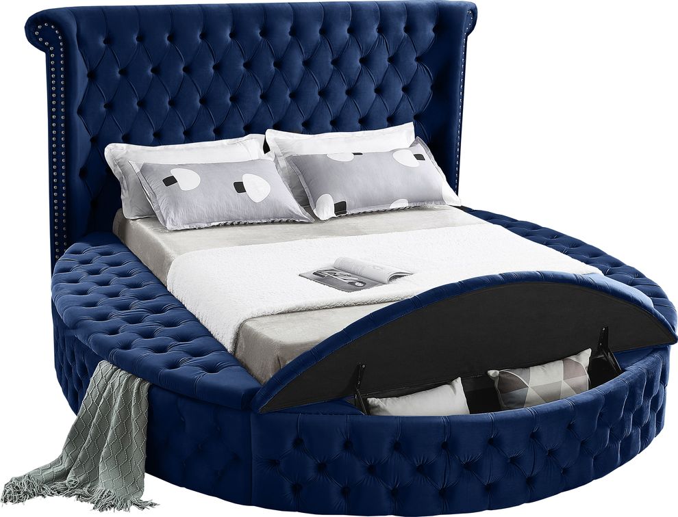 Meridian Luxus Navy King Size Bed, Navy Bed Frame King Size