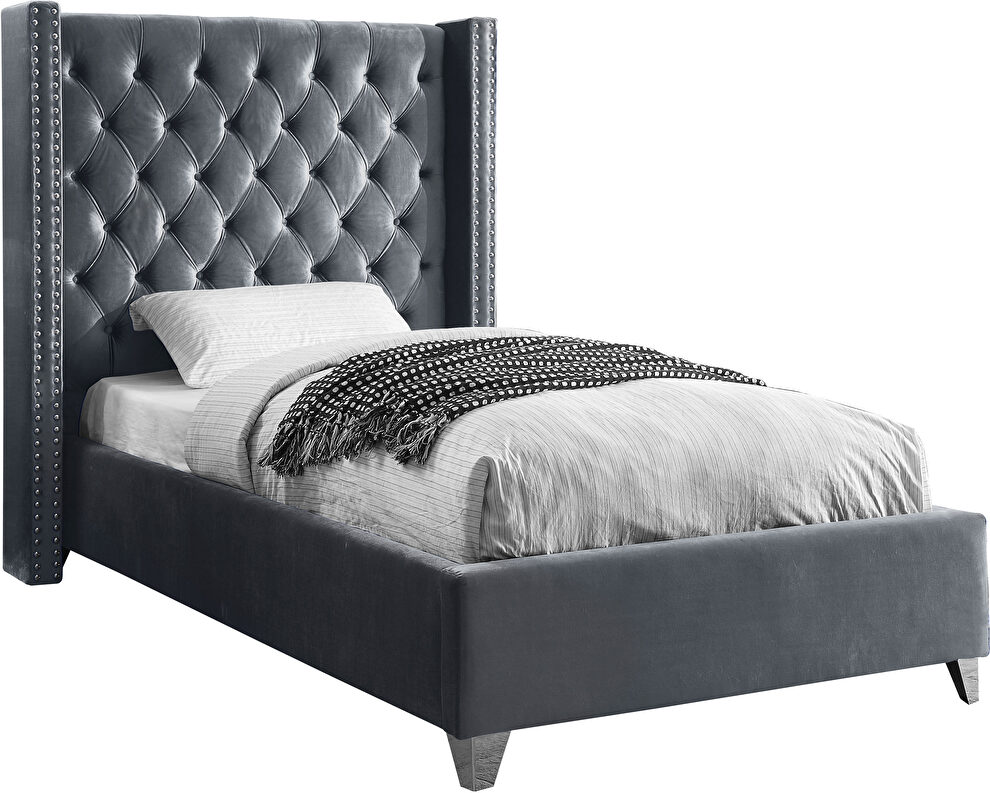 Aiden Gray Twin Size Bed Meridian, Bed Frames For Twin Size Beds