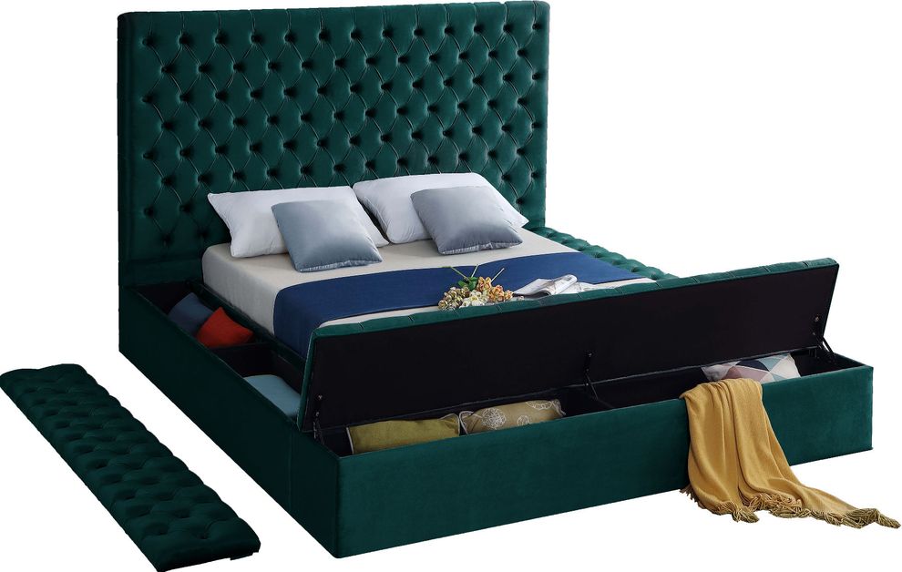 Bliss Green King Size Bed, Green Queen Bed