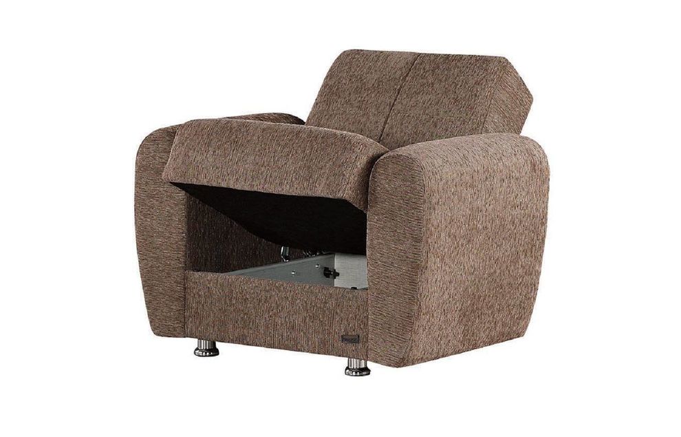 Beige microfiber storage chair by Empire Furniture USA additional picture 2
