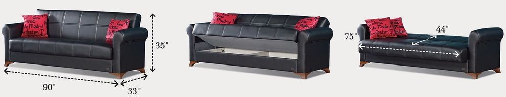 Versatile bycast convertible sofa bed w/ storage by Empire Furniture USA additional picture 3