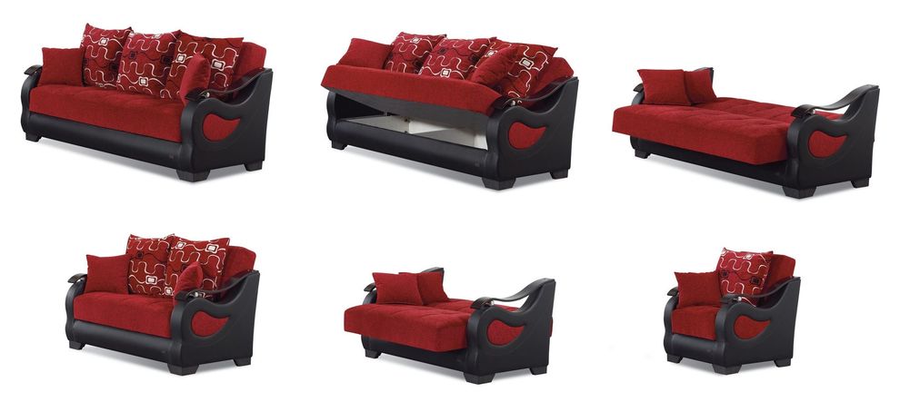 Modern deep burgundy convertible sofa w/ storage by Empire Furniture USA additional picture 6