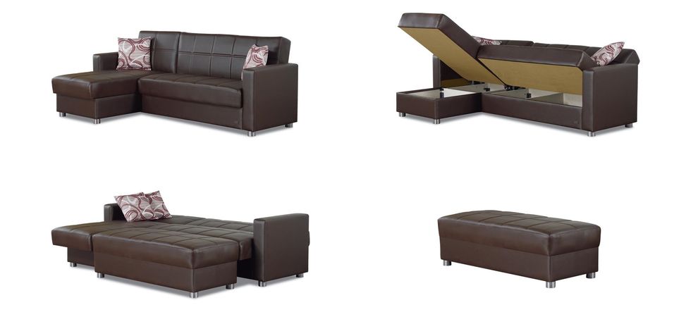 Dark brown modern sectional w/ storage and bed by Empire Furniture USA additional picture 3