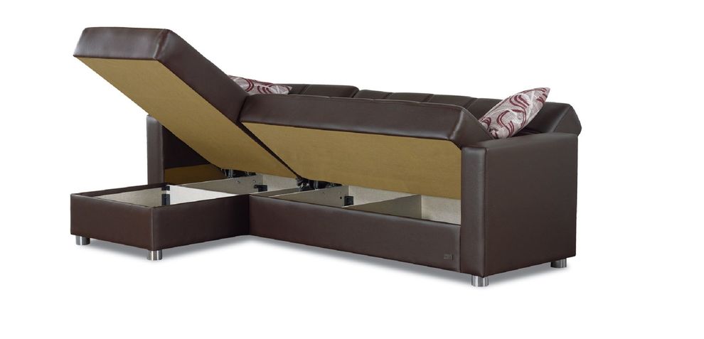Dark brown modern sectional w/ storage and bed by Empire Furniture USA additional picture 4