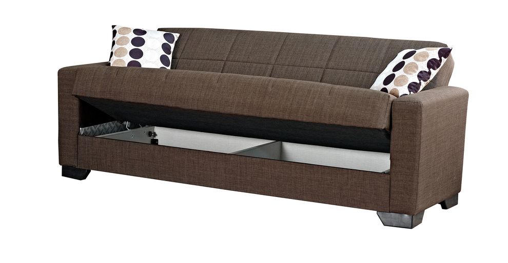 Brown fabric sofa bed w/ storage by Empire Furniture USA additional picture 3
