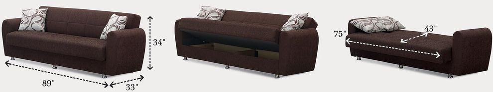 Chocolate brown fabric storage sofa / sofa bed by Empire Furniture USA additional picture 3
