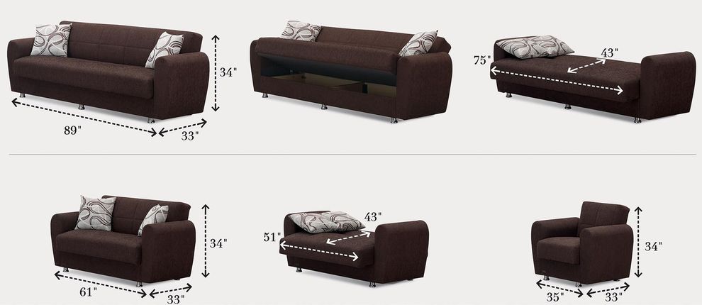 Chocolate brown fabric storage sofa / sofa bed by Empire Furniture USA additional picture 8
