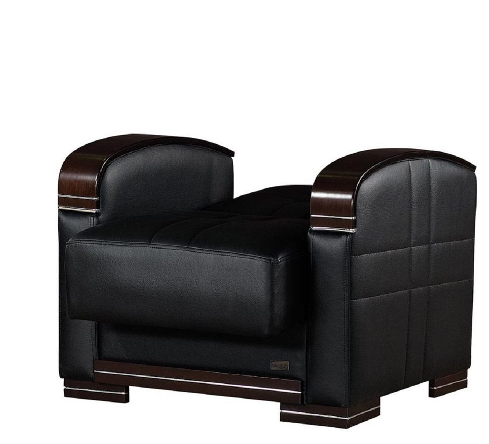 Black leatherette convertible chair w/ storage by Empire Furniture USA additional picture 3