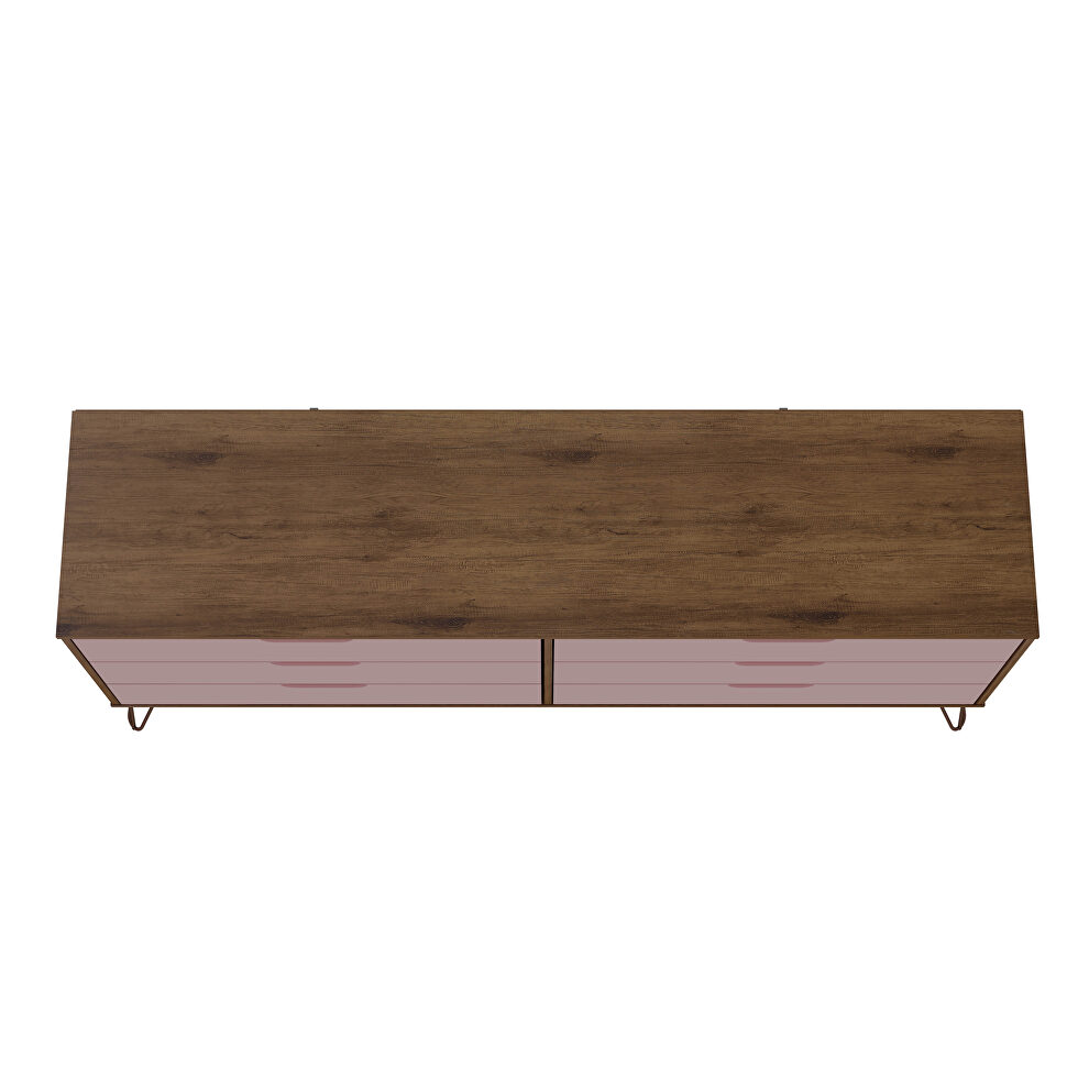 6-drawer double low dresser with metal legs in native and rose pink by Manhattan Comfort additional picture 6