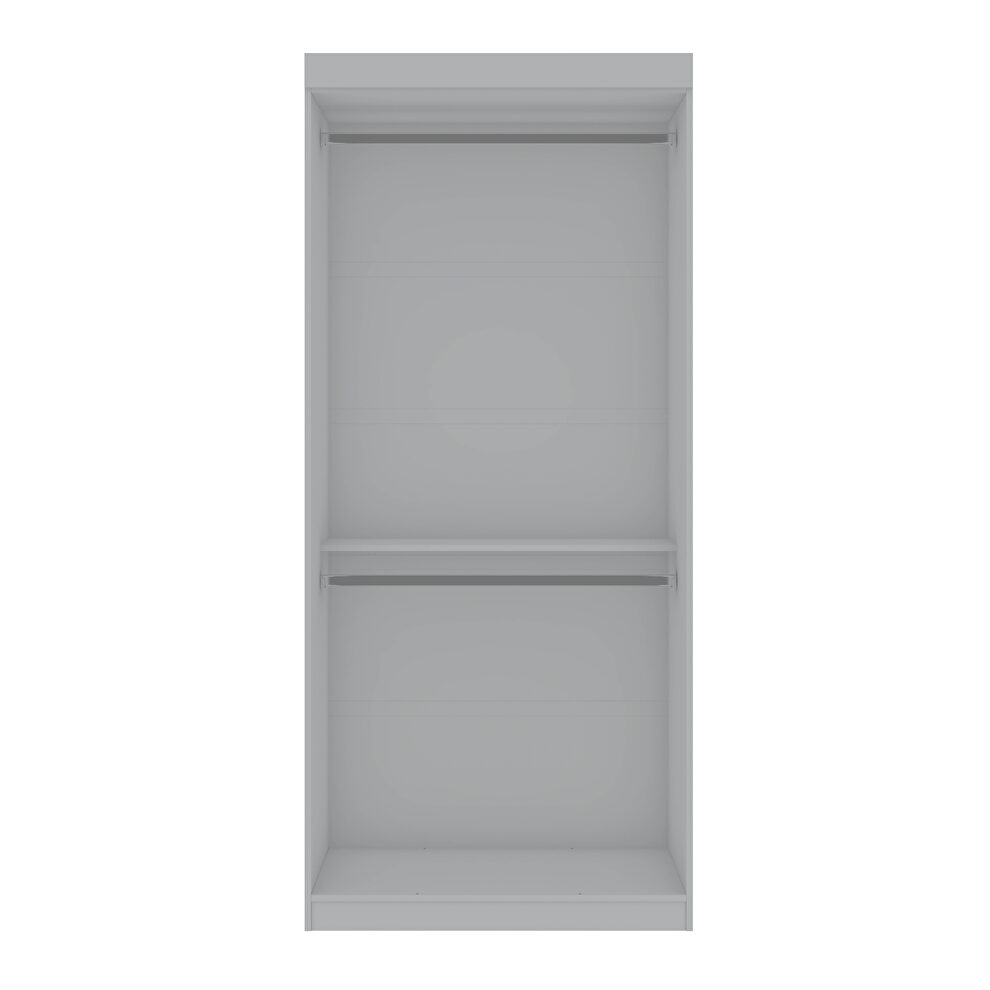 Open double hanging modern wardrobe closet with 2 hanging rods in white by Manhattan Comfort additional picture 10