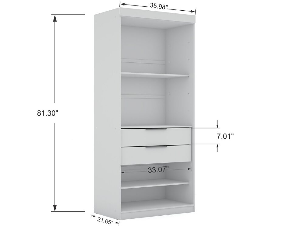 White 3-sectional open hanging module wardrobe closet by Manhattan Comfort additional picture 8