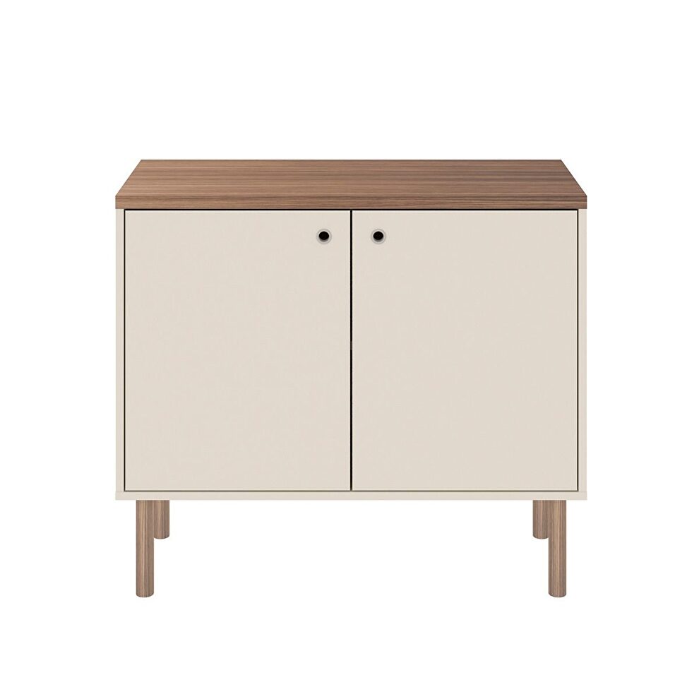 35.43 modern accent cabinet with solid top board and legs in off white and nature by Manhattan Comfort additional picture 2