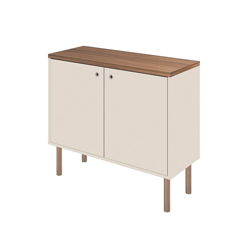 35.43 modern accent cabinet with solid top board and legs in off white and nature by Manhattan Comfort additional picture 8