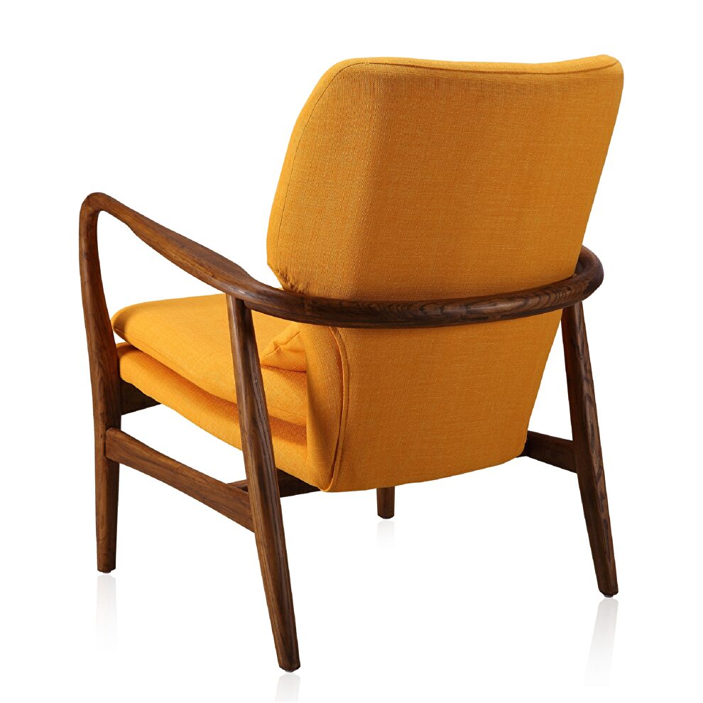 Yellow and walnut linen weave accent chair by Manhattan Comfort additional picture 4