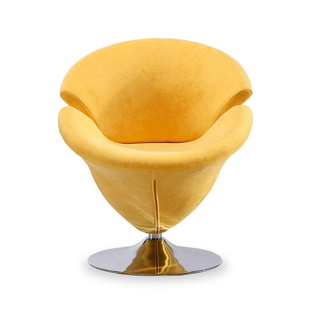 Yellow and polished chrome velvet swivel accent chair by Manhattan Comfort additional picture 4