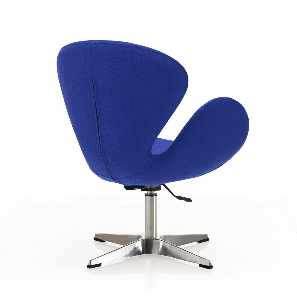 Blue and polished chrome wool blend adjustable swivel chair by Manhattan Comfort additional picture 3