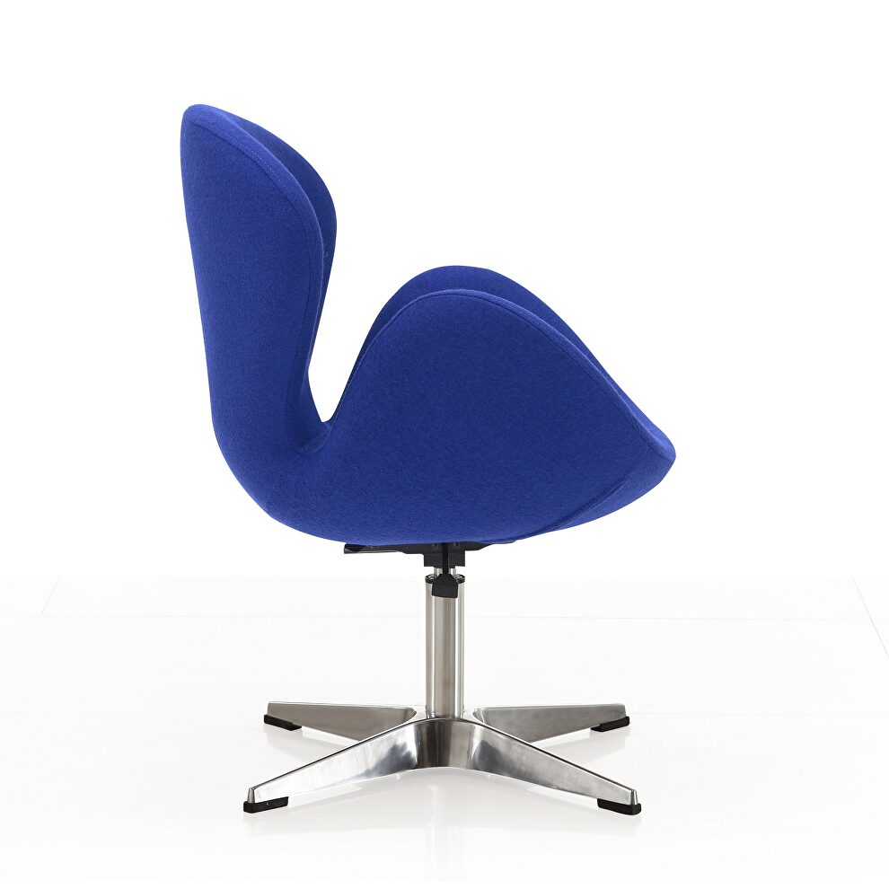 Blue and polished chrome wool blend adjustable swivel chair by Manhattan Comfort additional picture 4