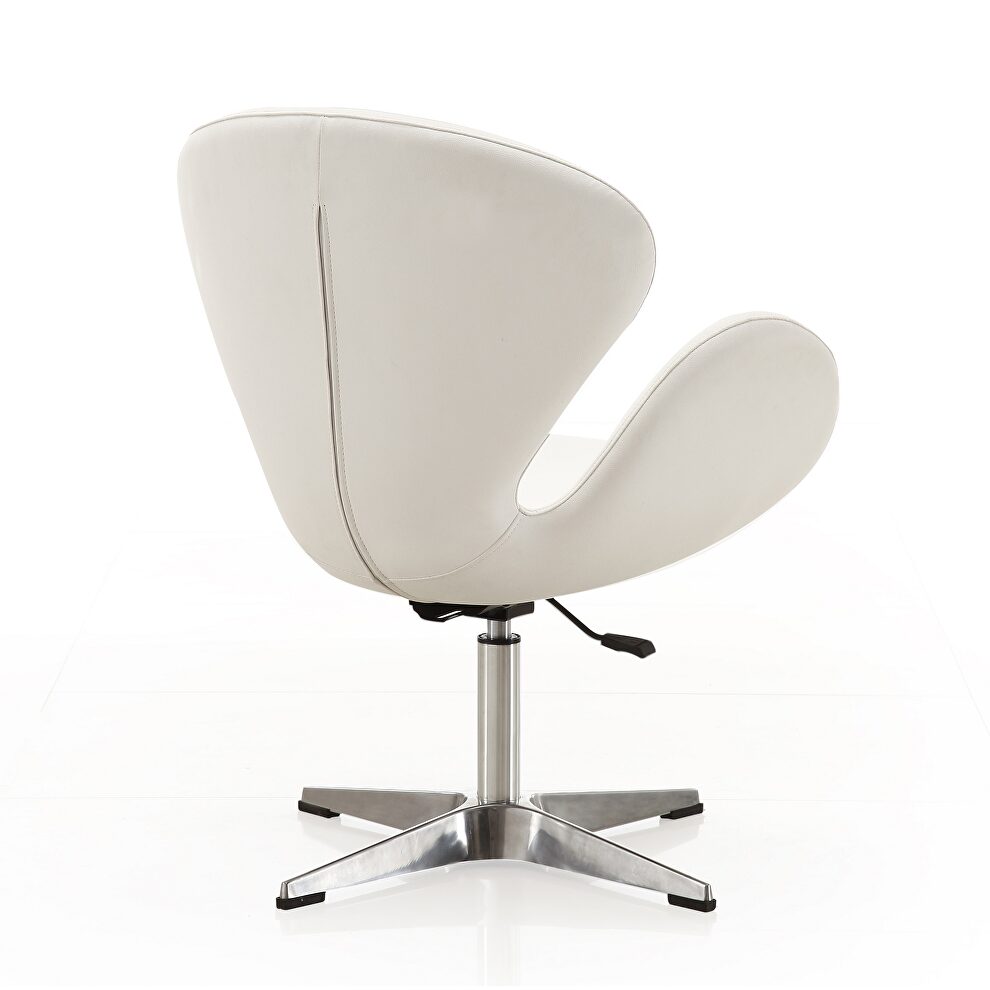 White and polished chrome faux leather adjustable swivel chair by Manhattan Comfort additional picture 2