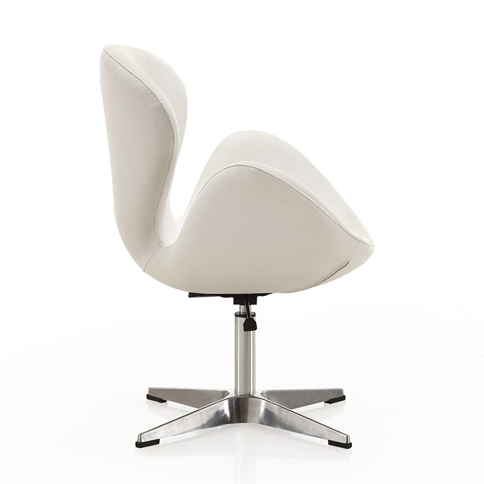 White and polished chrome faux leather adjustable swivel chair by Manhattan Comfort additional picture 3