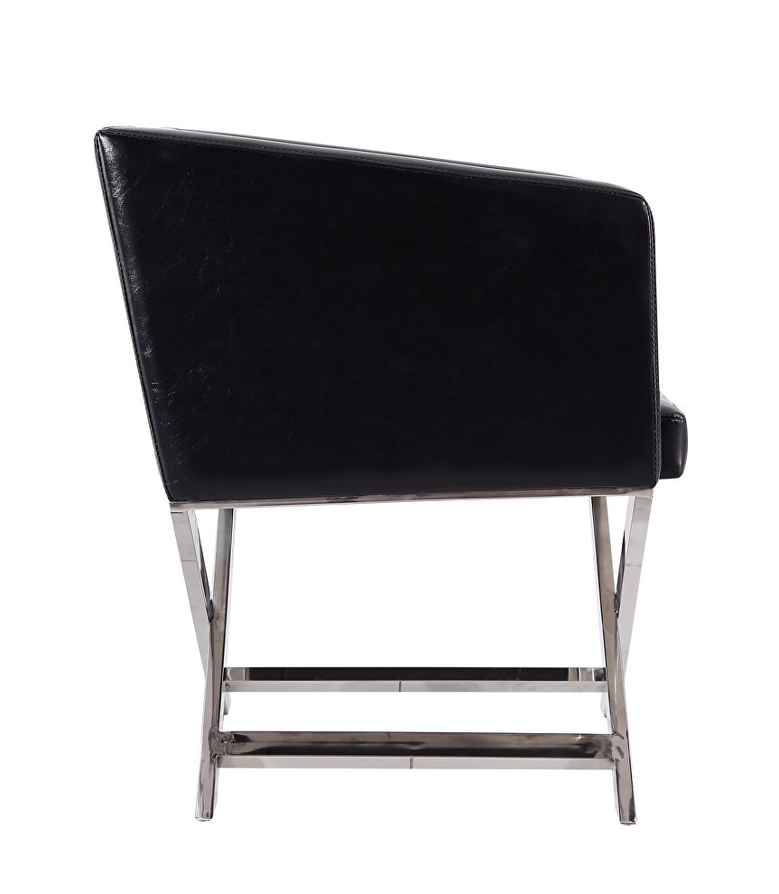 Black and polished chrome faux leather lounge accent chair by Manhattan Comfort additional picture 4