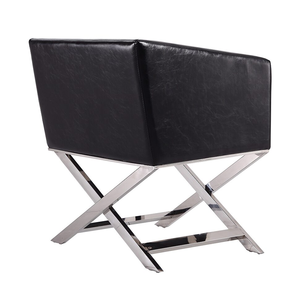 Black and polished chrome faux leather lounge accent chair by Manhattan Comfort additional picture 5