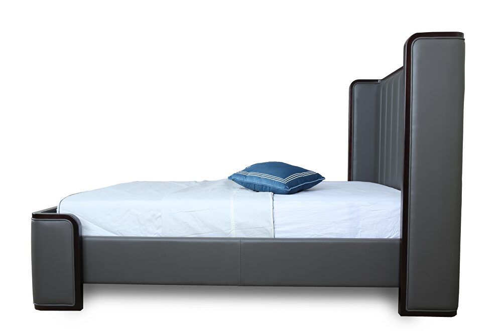 Clean geometric lines graphite queen bed by Manhattan Comfort additional picture 3