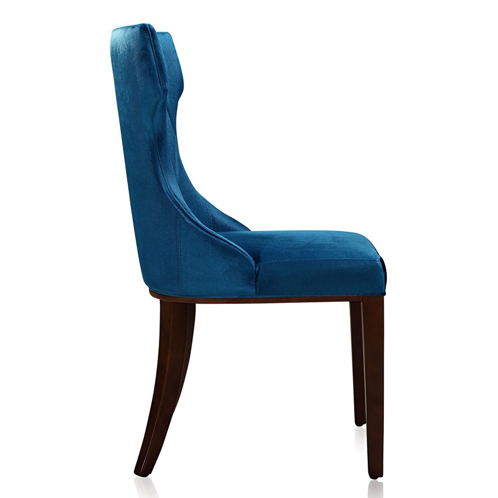 Cobalt blue and walnut velvet dining chair (set of two) by Manhattan Comfort additional picture 3