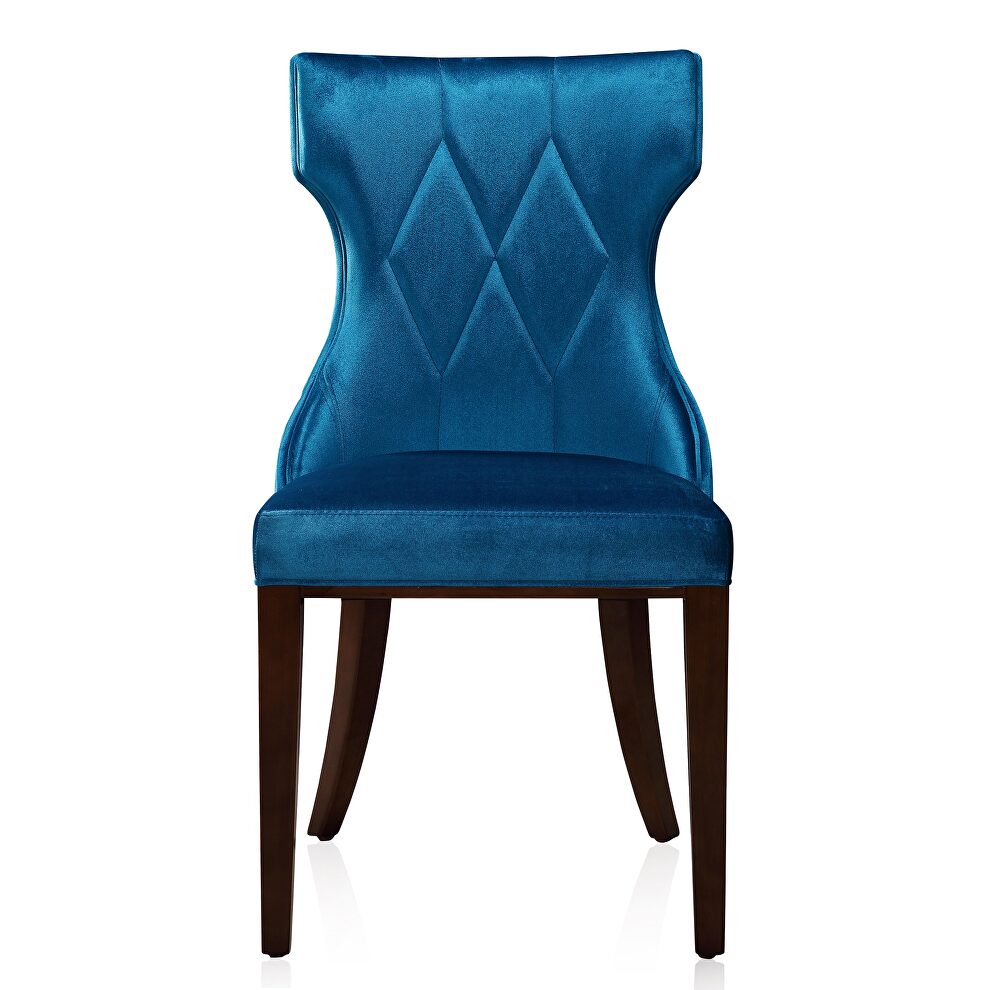 Cobalt blue and walnut velvet dining chair (set of two) by Manhattan Comfort additional picture 4