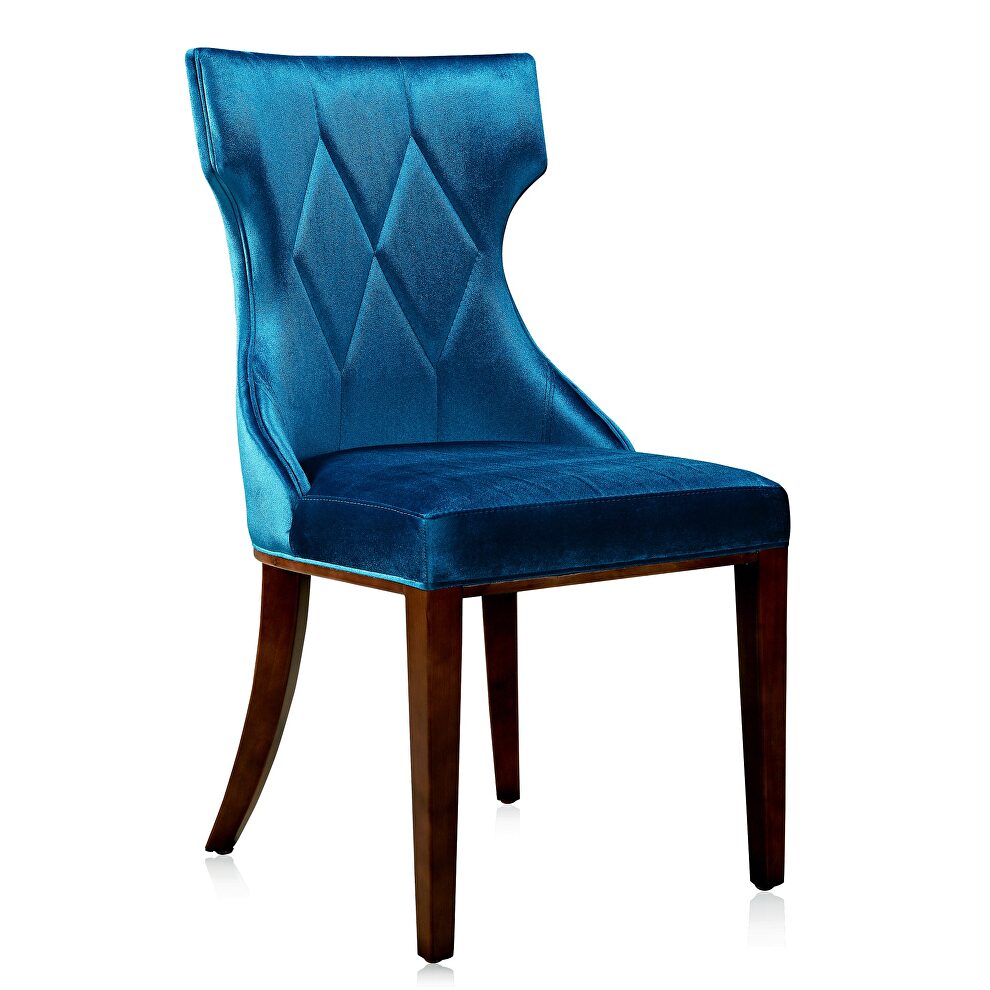 Cobalt blue and walnut velvet dining chair (set of two) by Manhattan Comfort additional picture 6