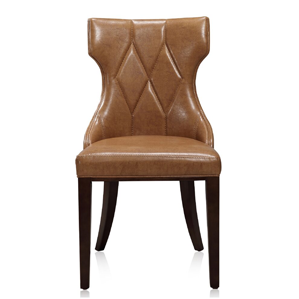Saddle and walnut faux leather dining chair (set of two) by Manhattan Comfort additional picture 4