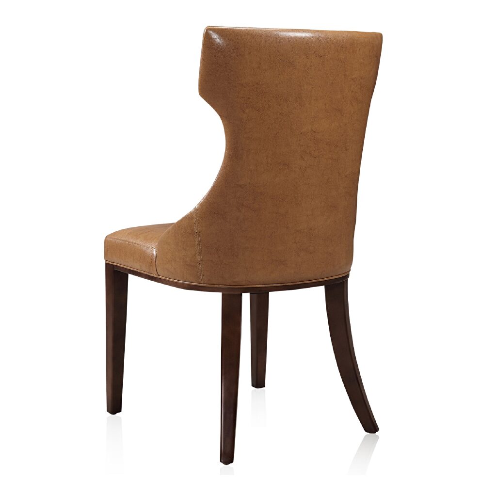 Saddle and walnut faux leather dining chair (set of two) by Manhattan Comfort additional picture 5