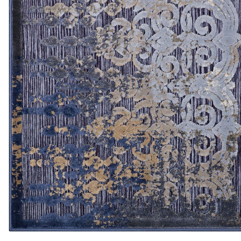 Blue/cream/rust distressed finish area rug by Modway additional picture 6