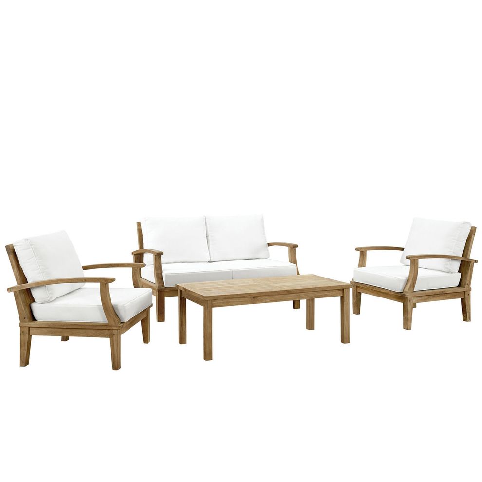 4pcs outside patio seating set in natural teak by Modway additional picture 2