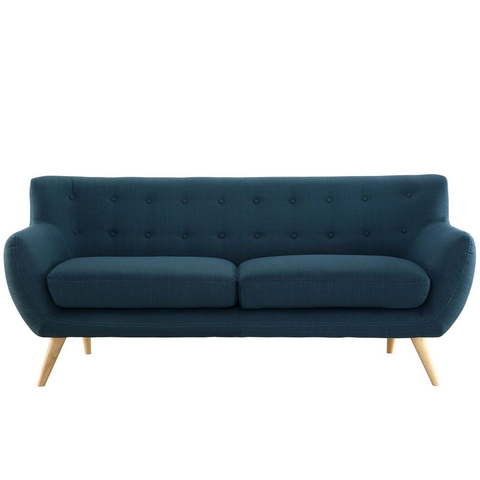 Mid-century style tufted retro couch in azure by Modway additional picture 2