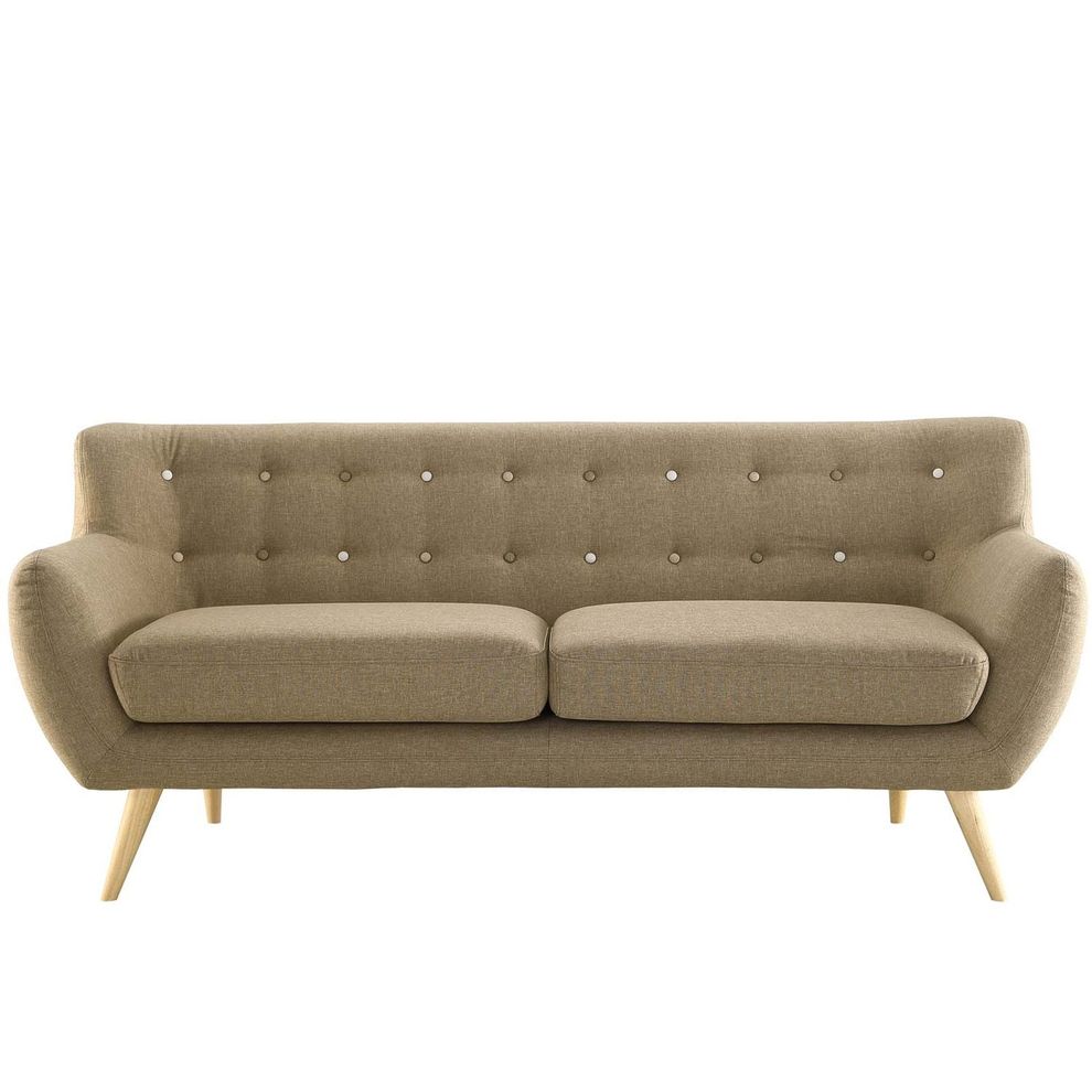 Mid-century style tufted retro couch in brown by Modway additional picture 2