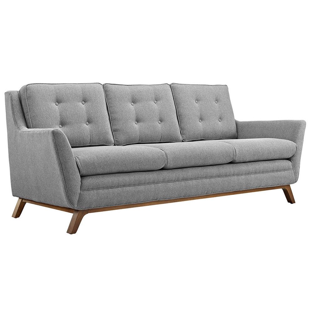 Gray fabric mid-century style modern sofa by Modway additional picture 3
