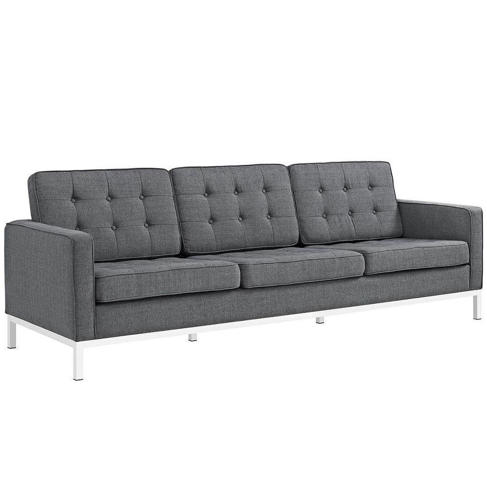 Gray quality fabric retro style sofa by Modway additional picture 3