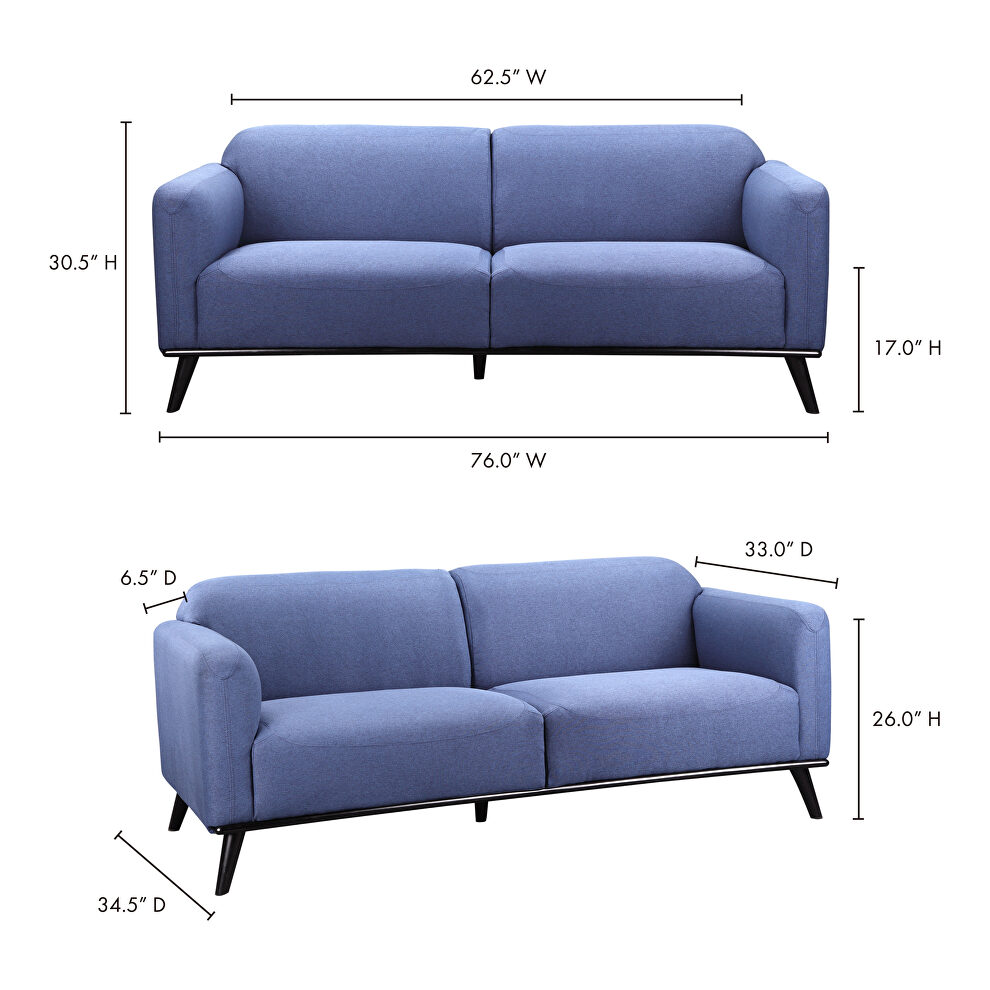 Contemporary sofa blue by Moe's Home Collection additional picture 2