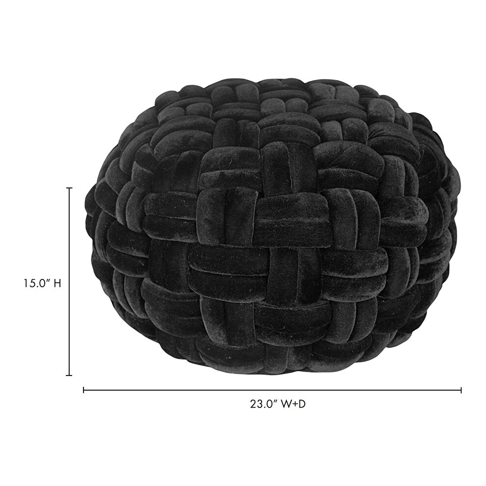 Contemporary velvet pouf black by Moe's Home Collection additional picture 2