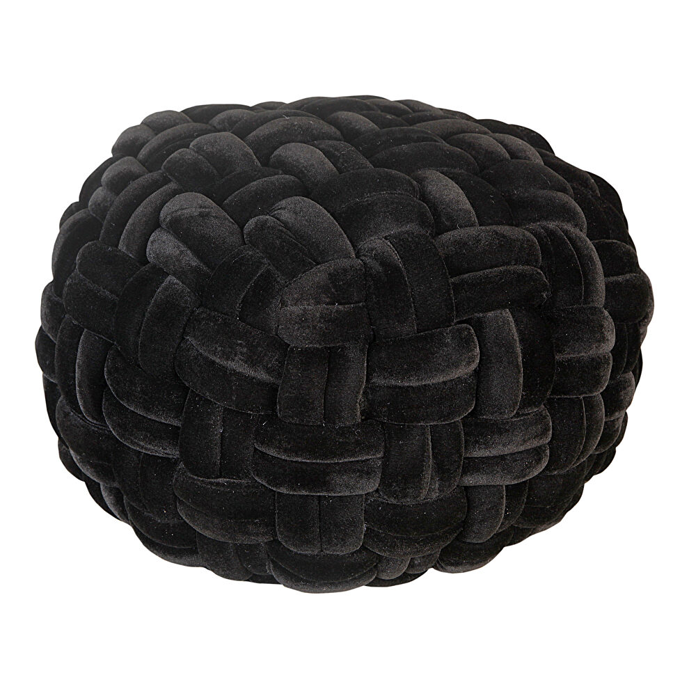 Contemporary velvet pouf black by Moe's Home Collection additional picture 3