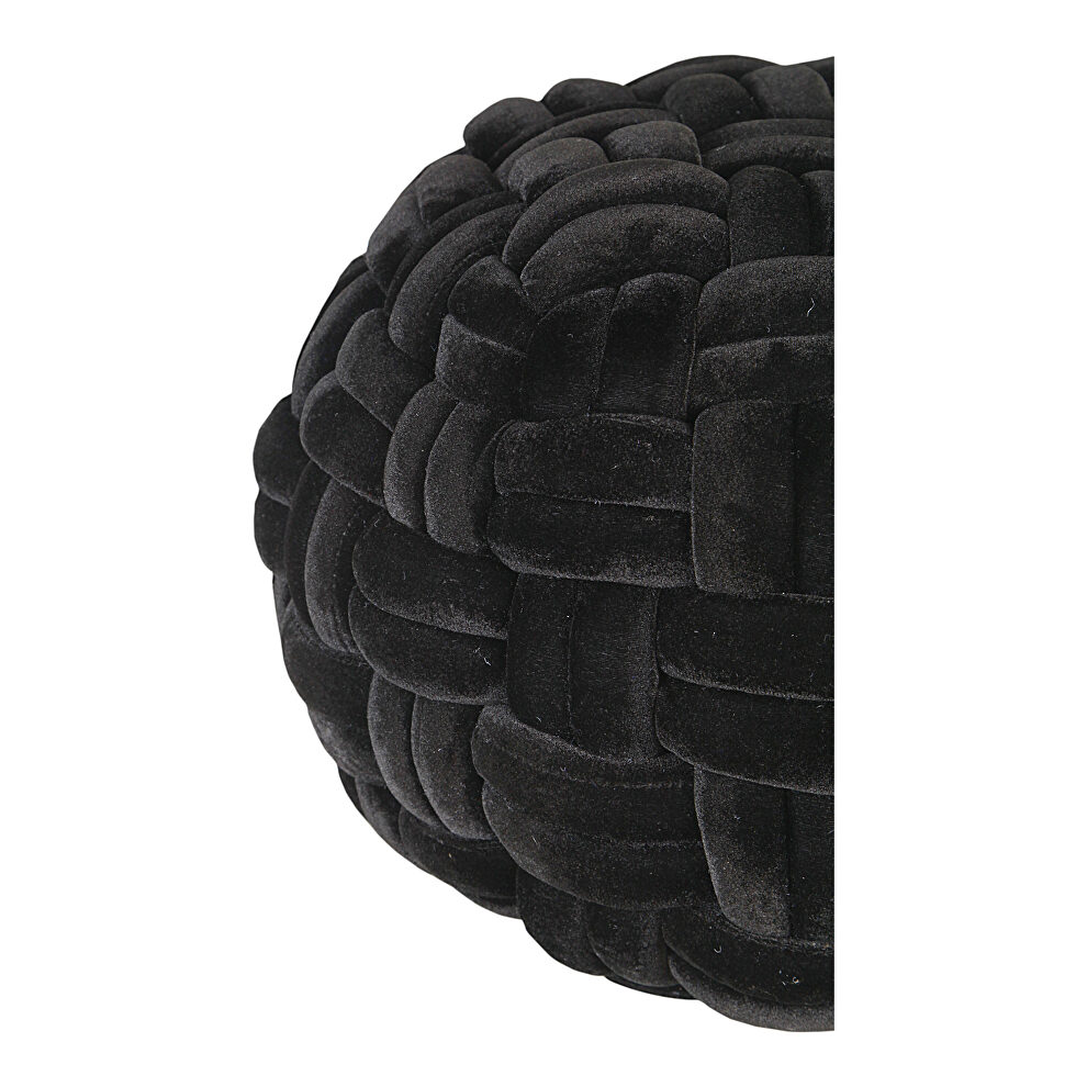 Contemporary velvet pouf black by Moe's Home Collection additional picture 4