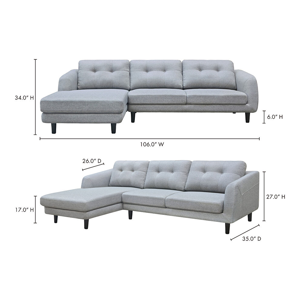 Scandinavian sectional dark gray left by Moe's Home Collection additional picture 7