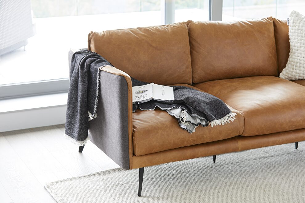 Mid-century modern leather sofa cognac by Moe's Home Collection additional picture 3