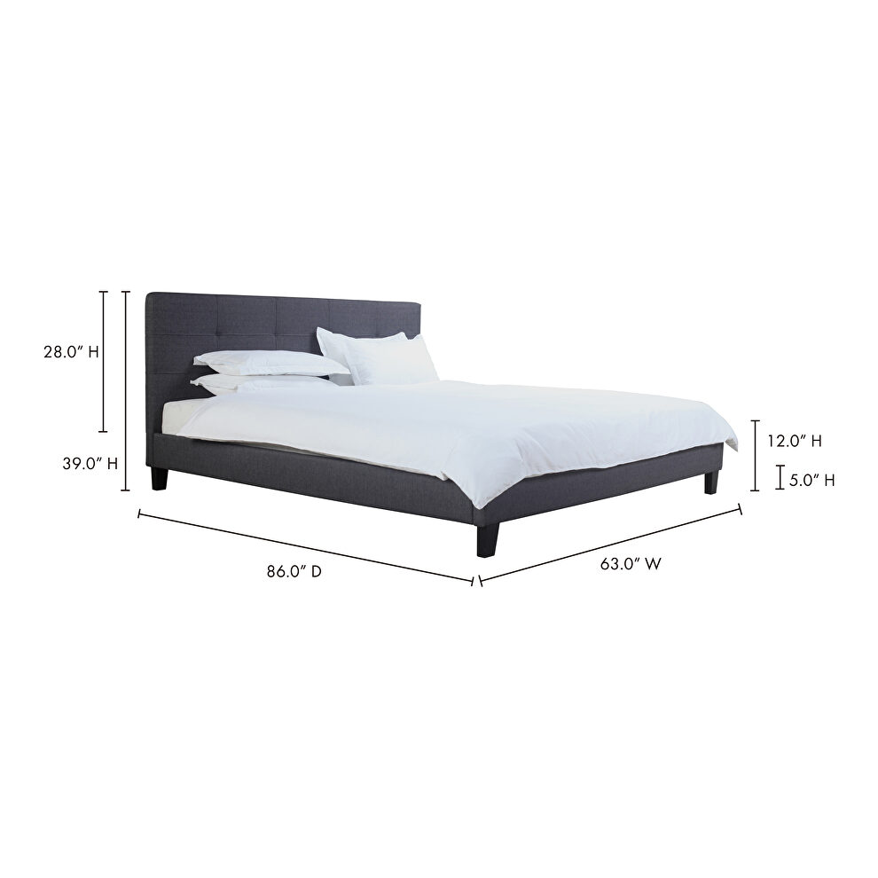 Contemporary queen bed dark gray fabric by Moe's Home Collection additional picture 2