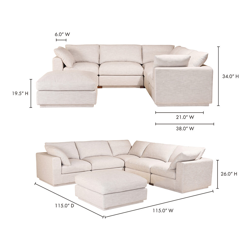 Scandinavian signature modular sectional taupe by Moe's Home Collection additional picture 2