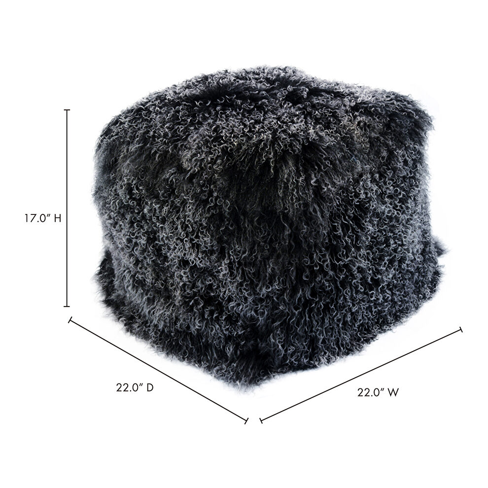 Contemporary fur pouf black snow by Moe's Home Collection additional picture 2