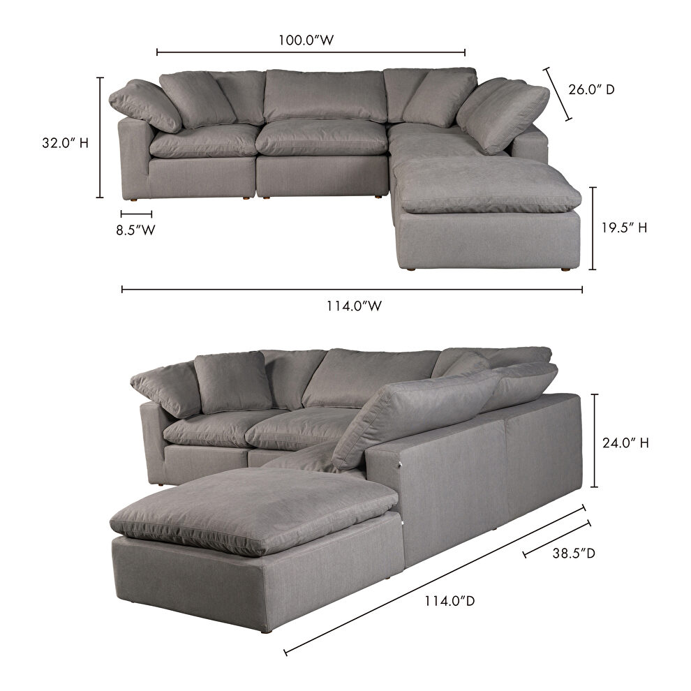 Scandinavian condo dream modular sectional livesmart fabric light gray by Moe's Home Collection additional picture 2