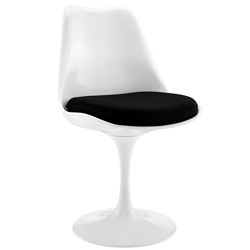 Dining fabric side white chair w black cushion by Modway additional picture 2
