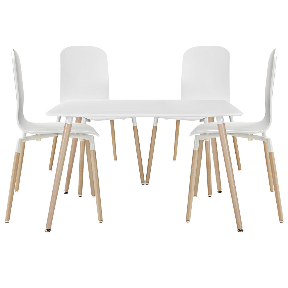 Dining chairs and table wood set of 5 in white by Modway additional picture 6